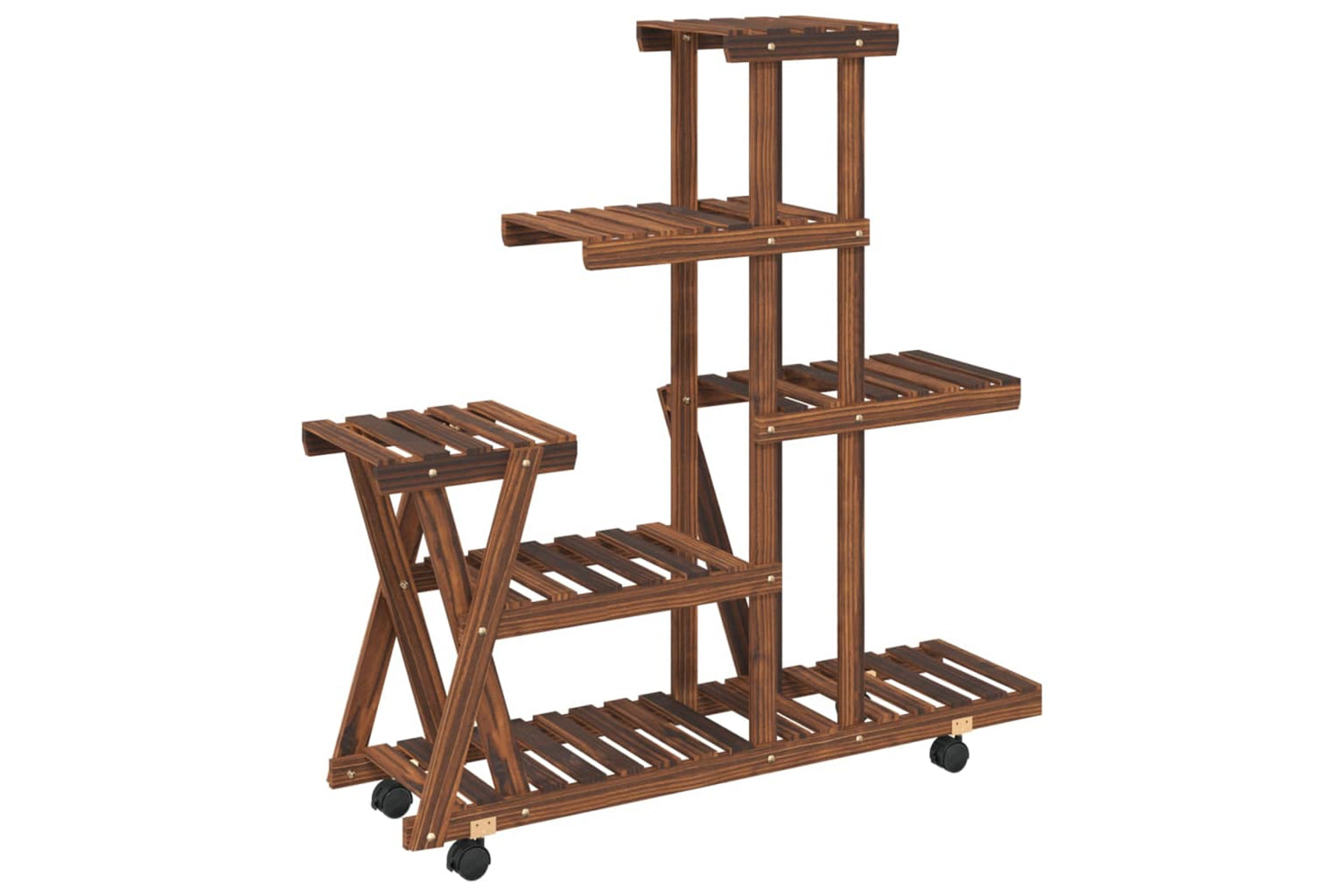 vidaXL 362881 Flower Stand With Wheels 95x25x101cm Solid Wood Fir-5