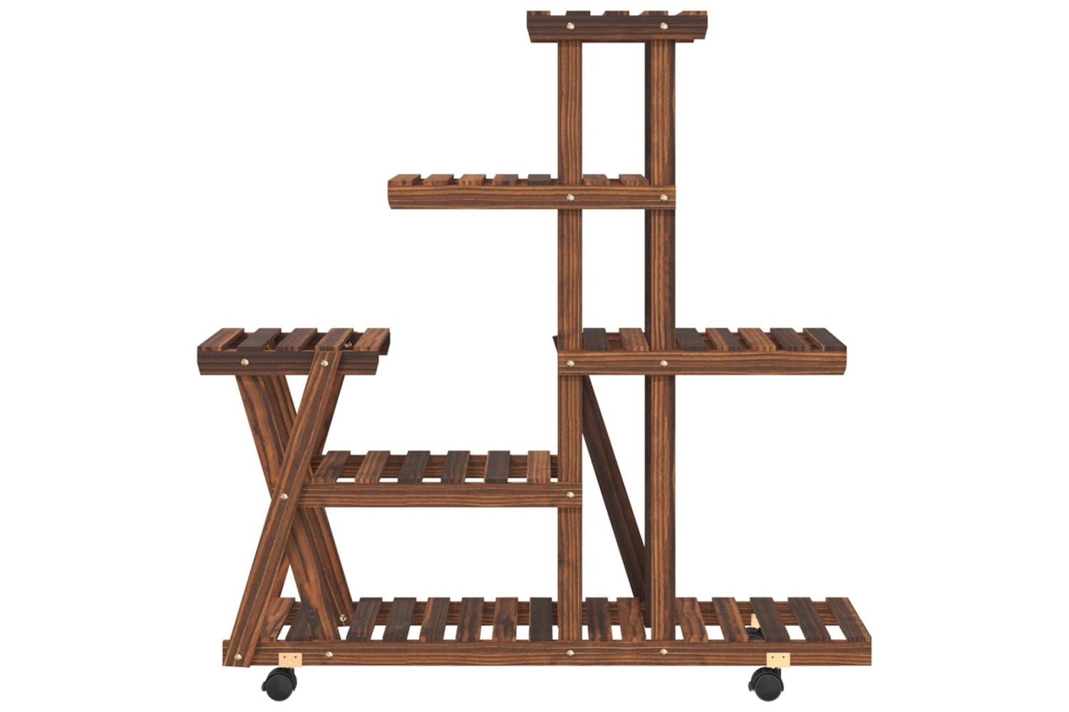 vidaXL 362881 Flower Stand With Wheels 95x25x101cm Solid Wood Fir-3