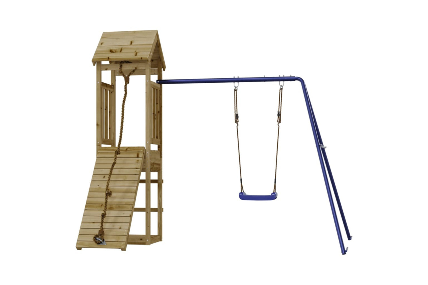 Vidaxl 3155815 Playhouse With Climbing Wall Swing Impregnated Wood Pine-3