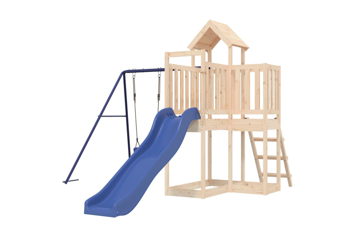 Vidaxl 3155840 Playhouse With Slide Swing Solid Wood Pine-3