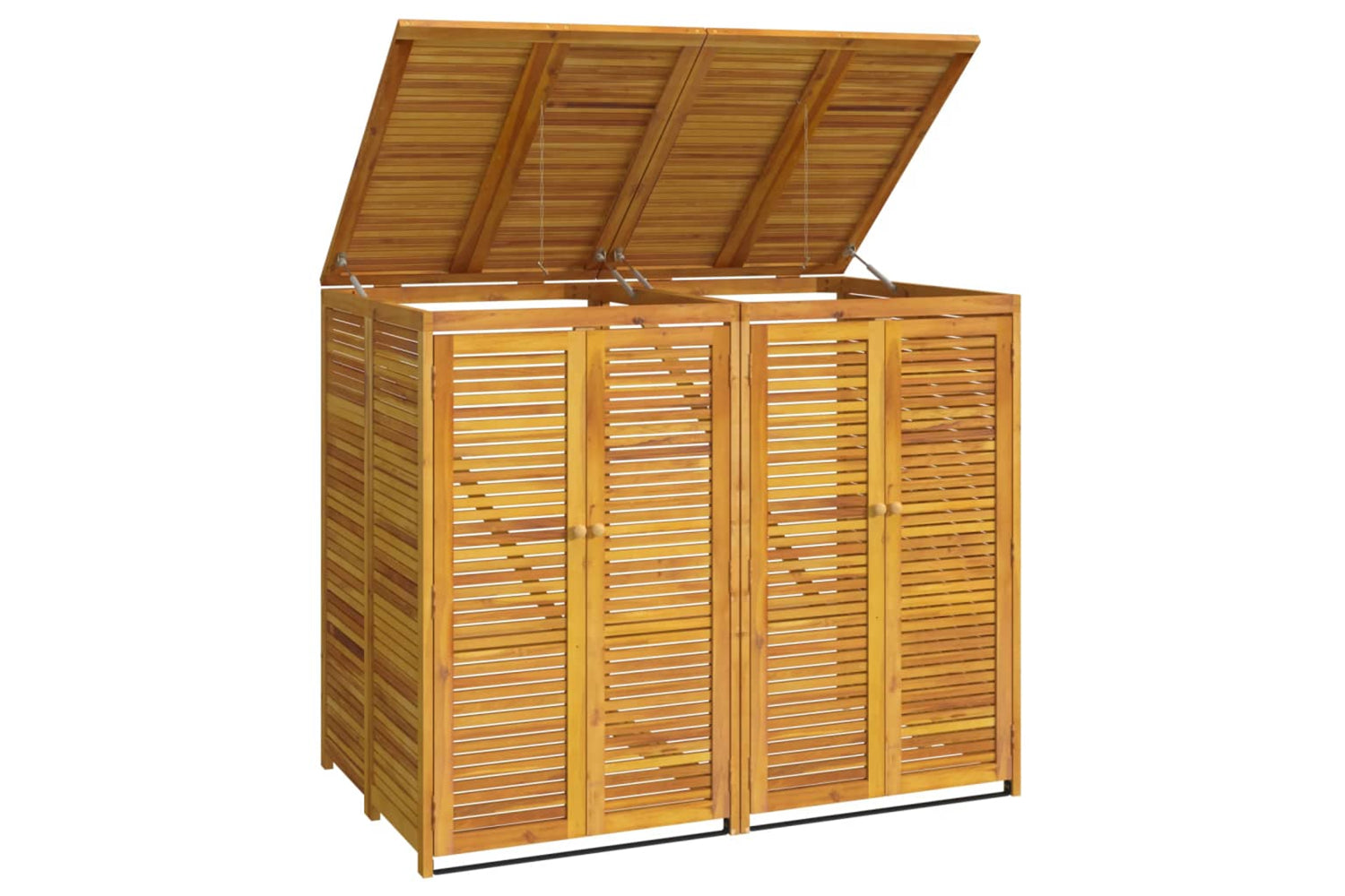vidaXL 3155239 Double Garbage Bin Shed 140x89x117cm Solid Wood Acacia-2