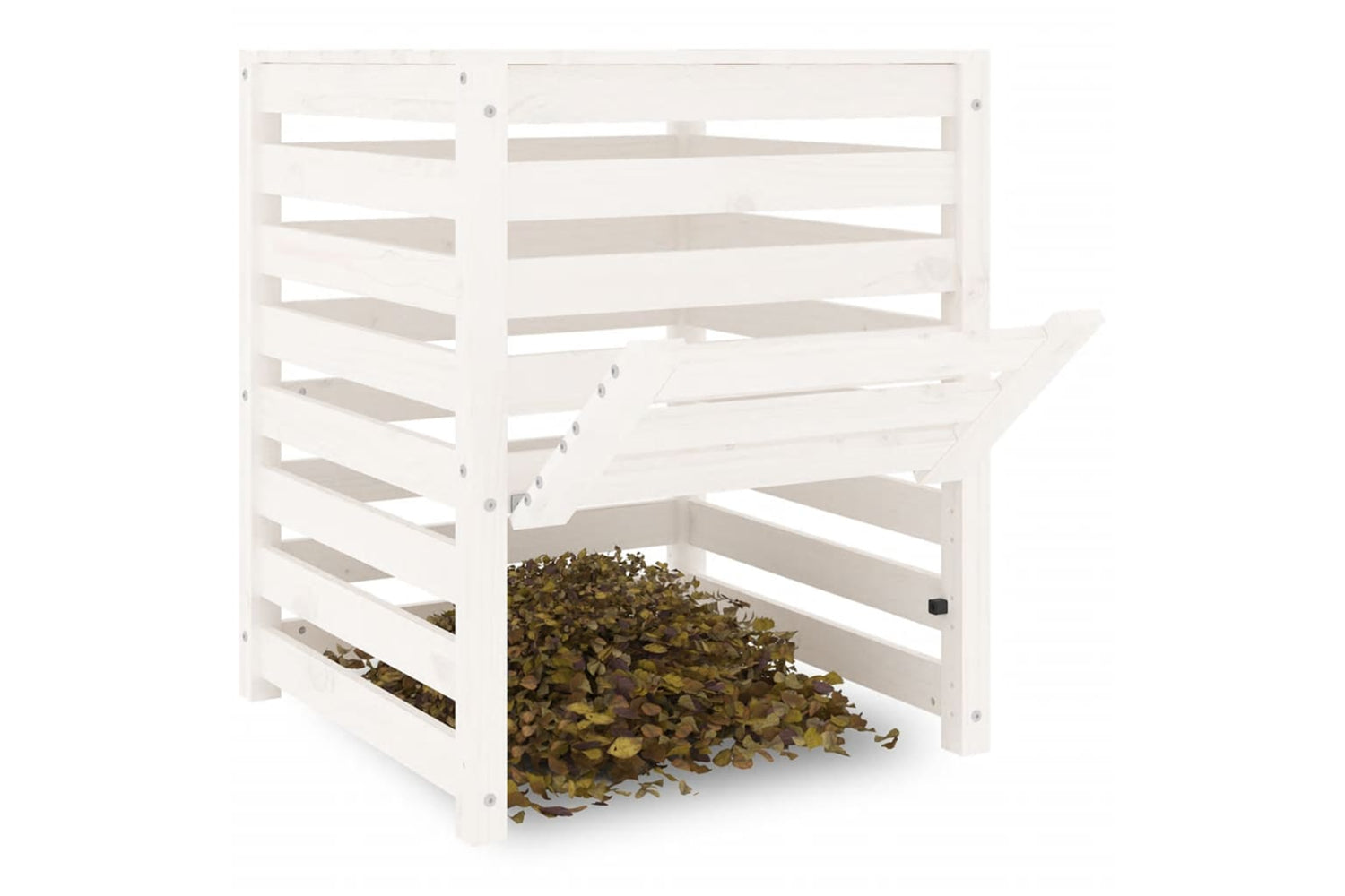 vidaXL 823809 Composter White 63.5x63.5x77.5cm Solid Wood Pine-3