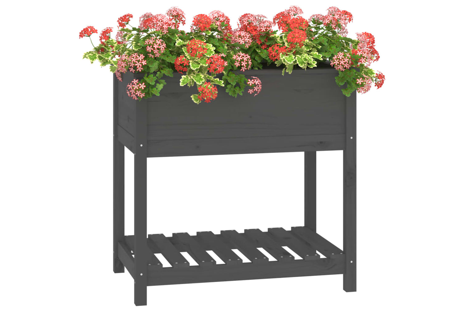 vidaXL 823782 Planter With Shelf Grey 82.5x54x81cm Solid Wood Pine-3