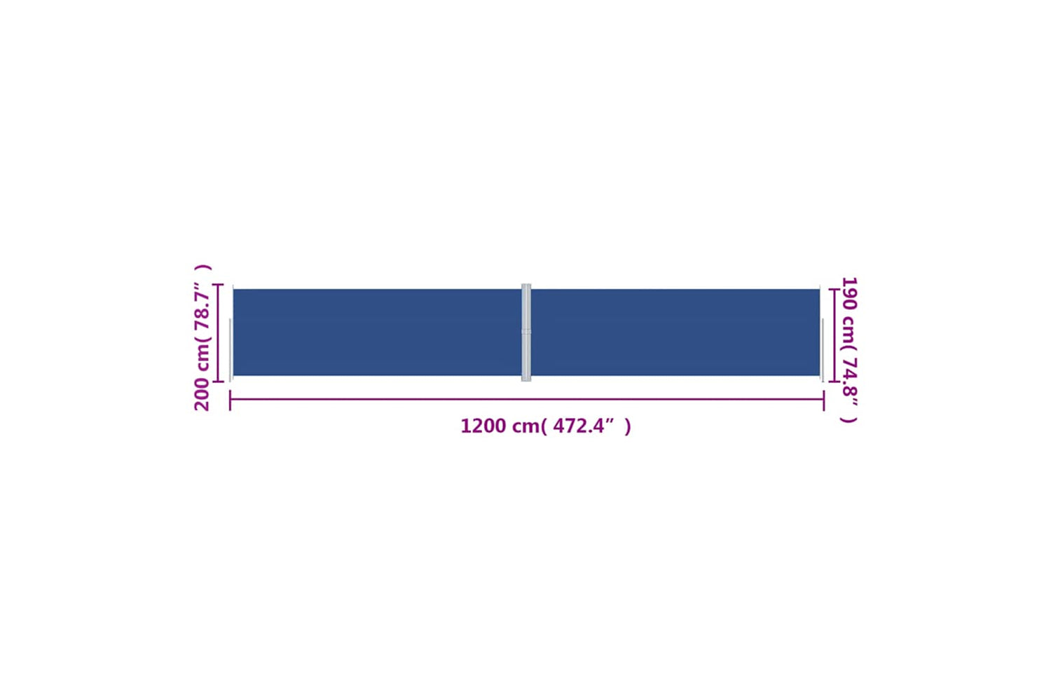 vidaXL 318082 Retractable Side Awning Blue 200x1200cm-7