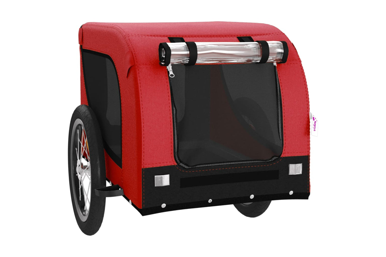 Vidaxl 93999 Pet Bike Trailer Red And Black Oxford Fabric And Iron-3