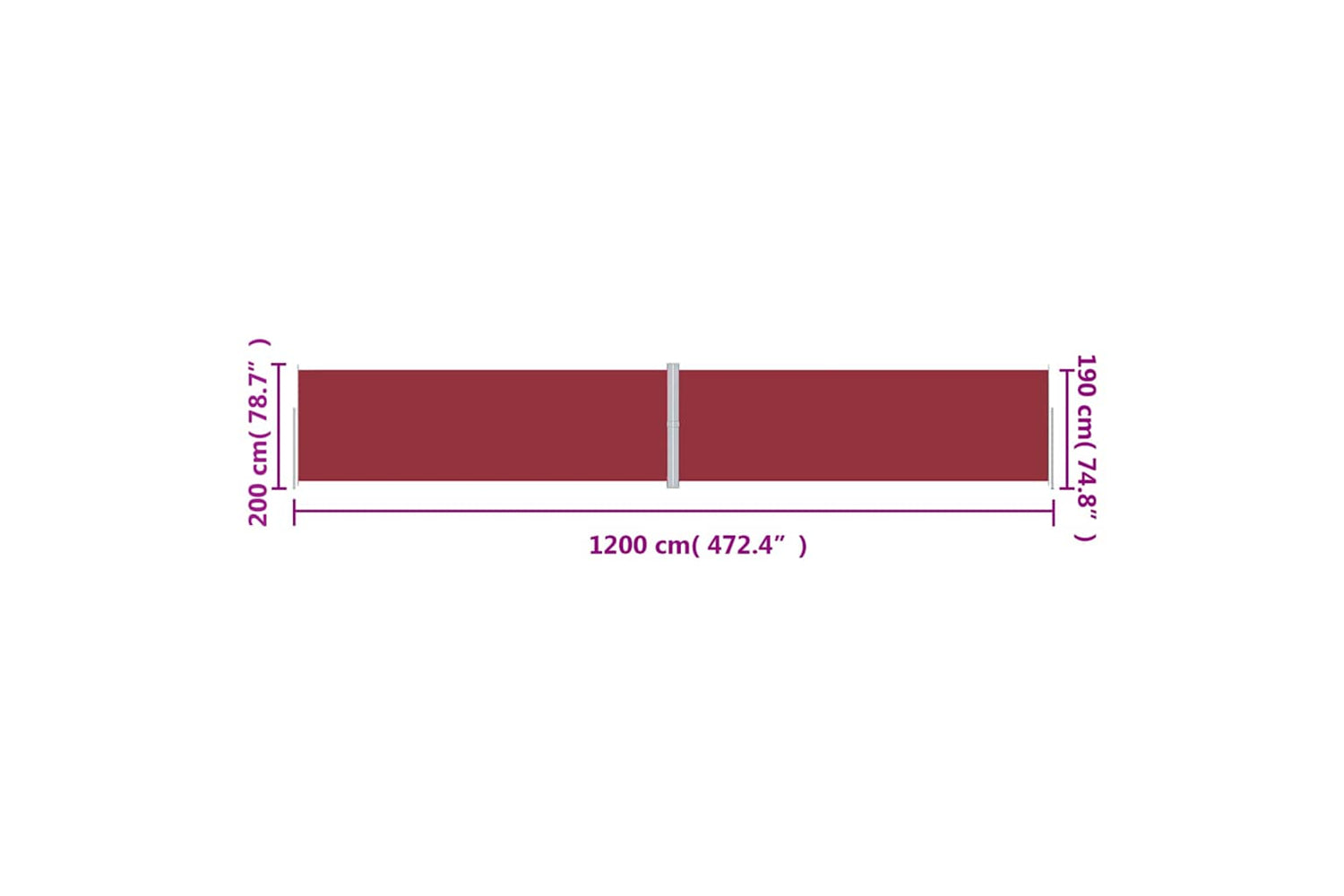 vidaXL 318083 Retractable Side Awning Red 200x1200cm-7