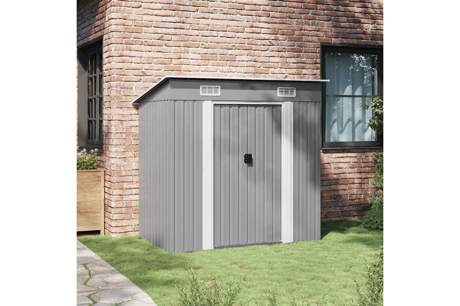 Vidaxl 42982 Garden Shed Grey Metal-3