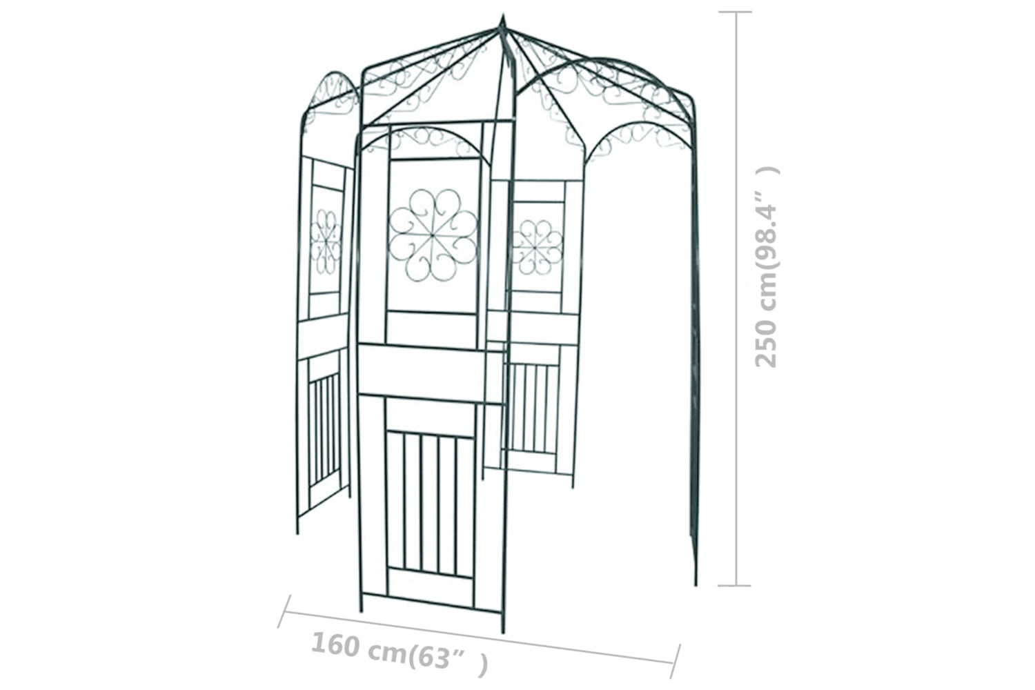 vidaXL 40269 Garden Arch 250cm Dark Green-3