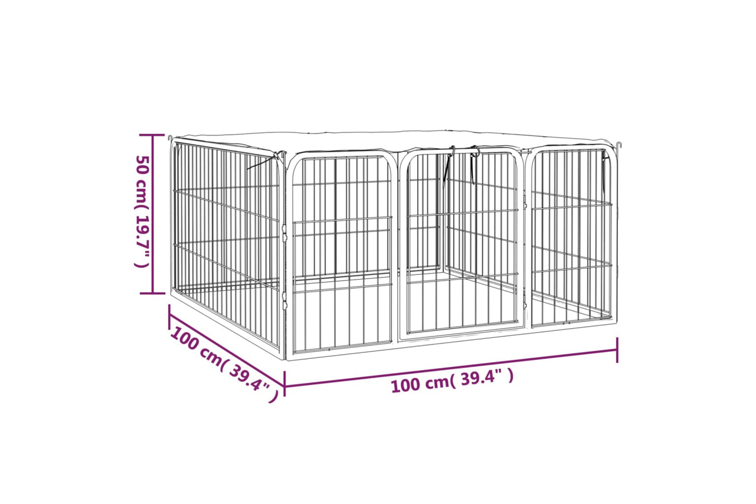 vidaXL 171795 Dog Playpen 4 Panels Black 100x50cm Powder-coated Steel-6