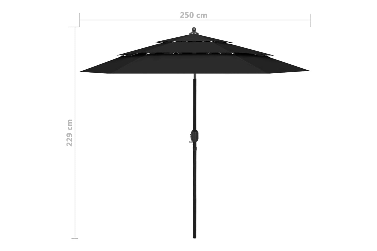 Vidaxl 313866 3-tier Parasol With Aluminium Pole Black 2.5 M-8