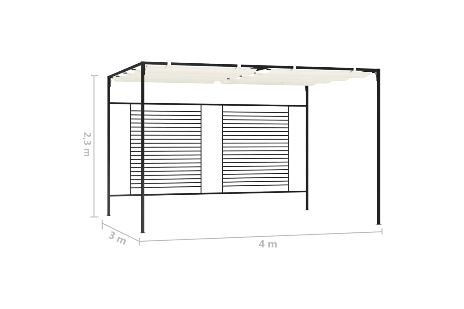 Vidaxl 313623 Gazebo With Retractable Roof 3x4x2.3 M Cream 180 G/mâ²-7