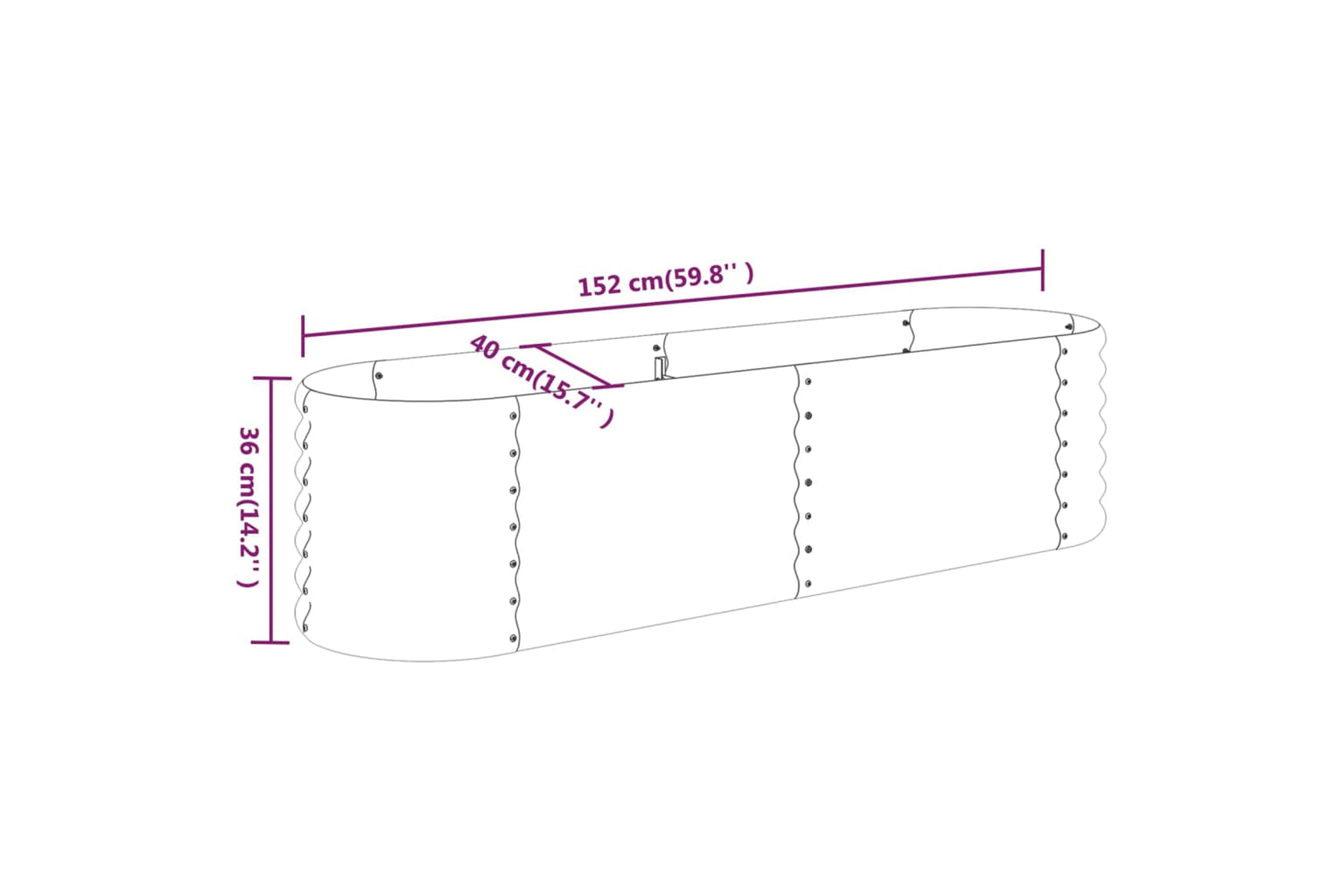vidaXL 318872 Garden Raised Bed Powder-coated Steel 152x40x36cm Silver-5
