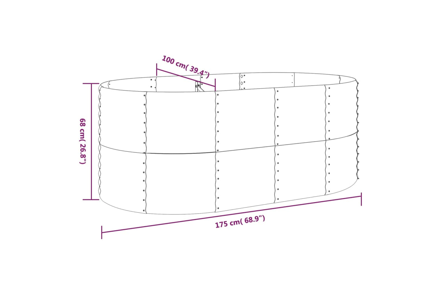 vidaXL 319058 Garden Raised Bed Powder-coated Steel 175x100x68cm Green-5