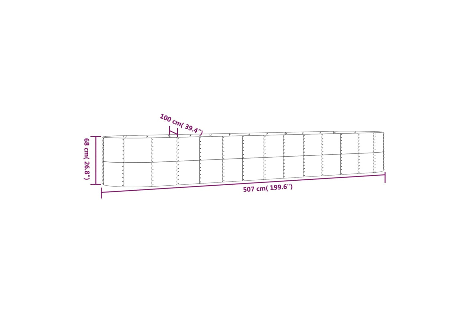 vidaXL 319082 Garden Raised Bed Powder-coated Steel 507x100x68cm Silver-5