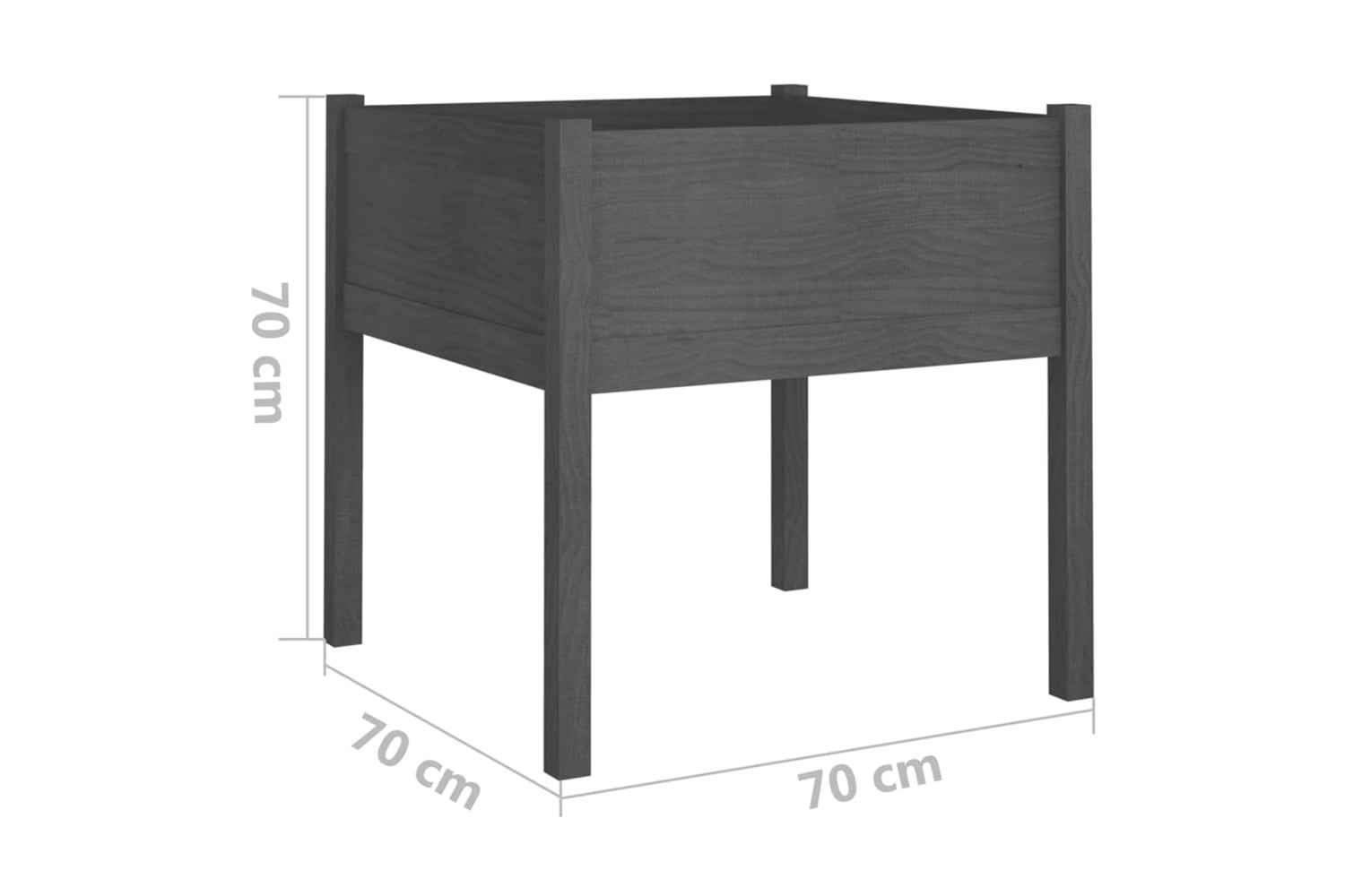 vidaXL 810814 Garden Planters 2 Pcs Grey 70x70x70cm Solid Pinewood-7