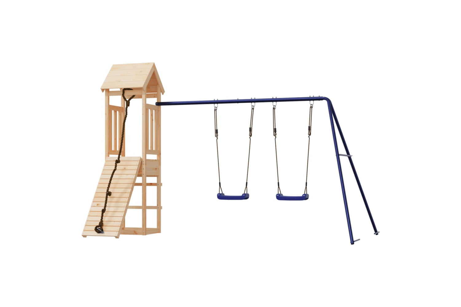 Vidaxl 3155816 Playhouse With Climbing Wall Swings Solid Wood Pine-3