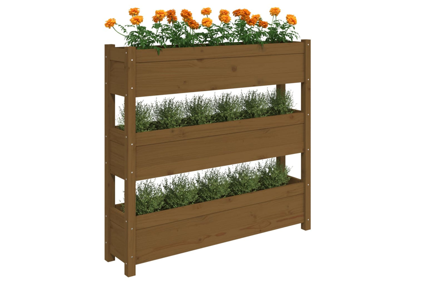 vidaXL 823923 Planter Honey Brown 112x25x104.5cm Solid Wood Pine-3