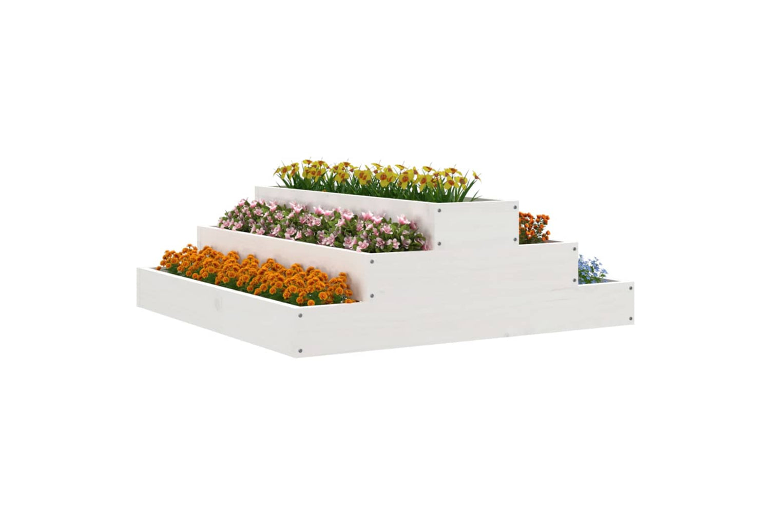 vidaXL 823893 Planter White 80x80x27cm Solid Wood Pine-2