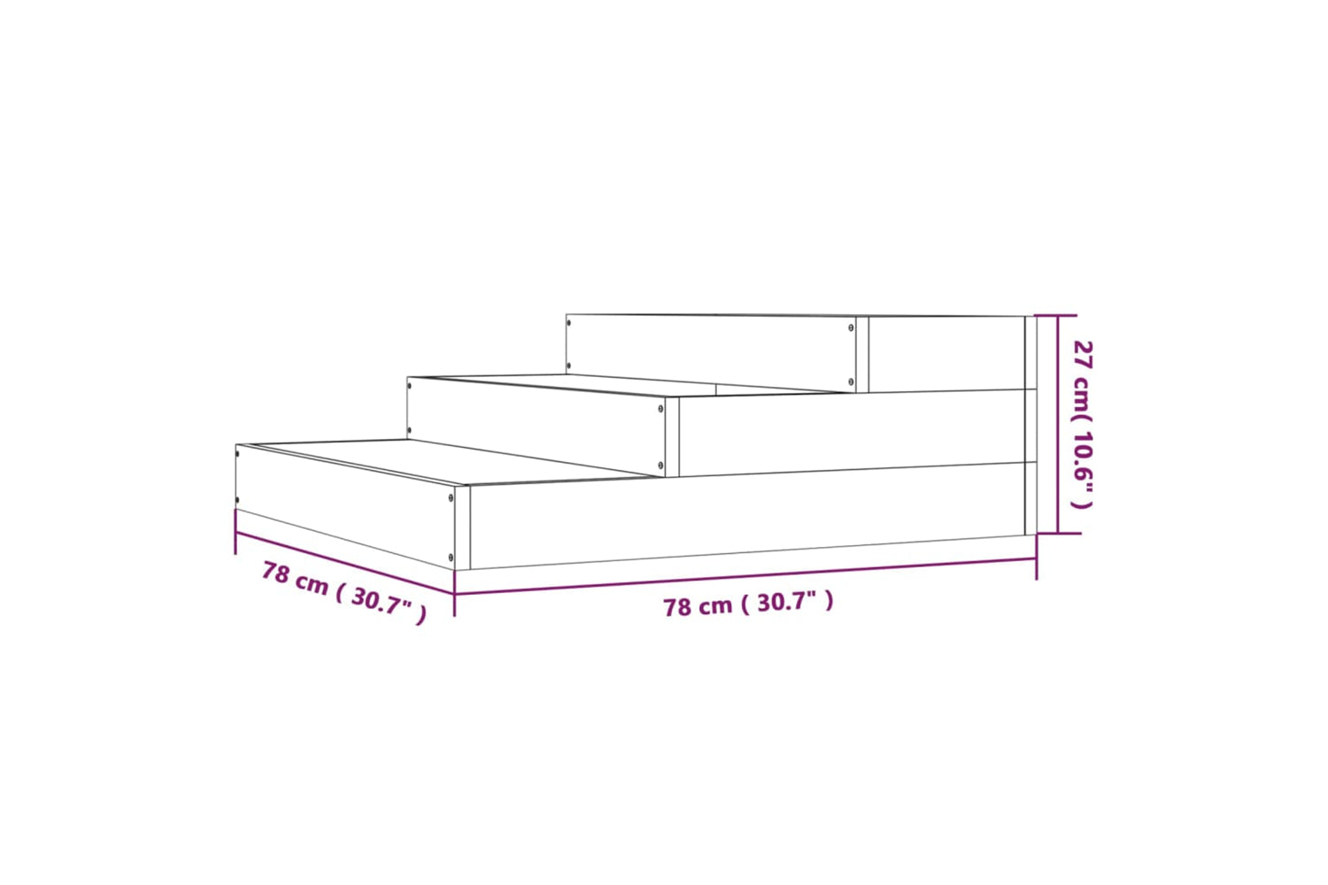 vidaXL 823907 Planter White 78x78x27cm Solid Wood Pine-6