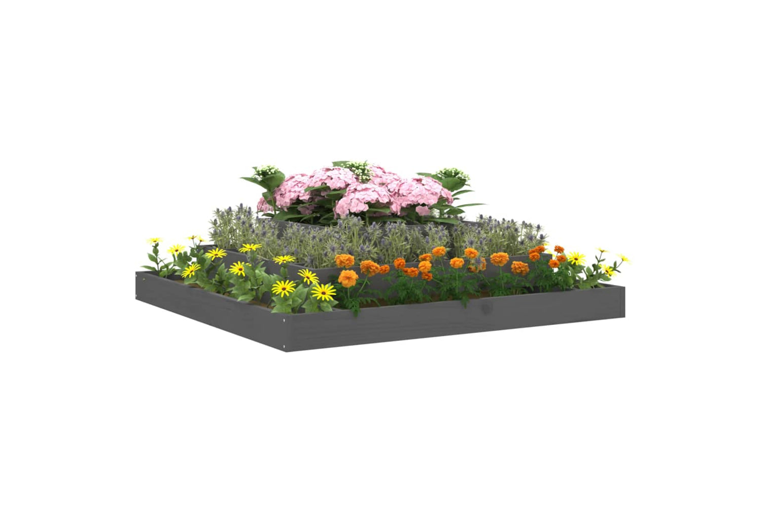 vidaXL 823873 Planter Grey 110x110x27cm Solid Wood Pine-2