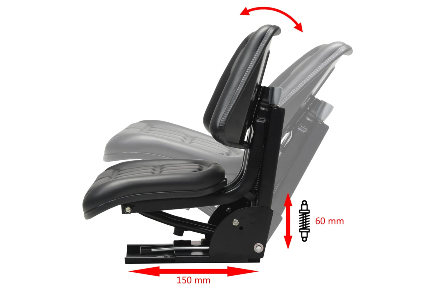 Vidaxl 142316 Tractor Seat With Suspension Black-7