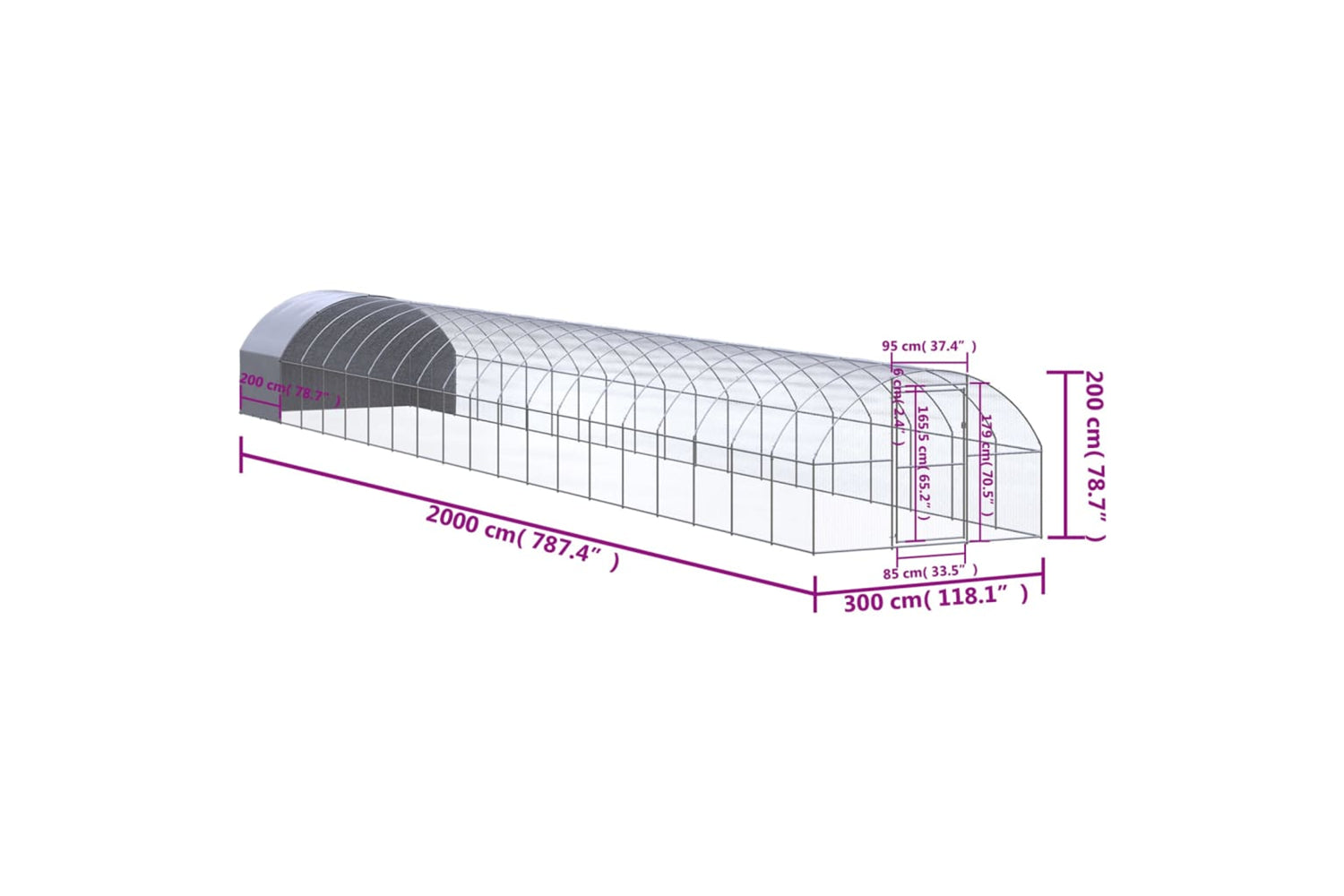 Vidaxl 3095479 Outdoor Chicken Coop 3x20x2 M Galvanised Steel-9