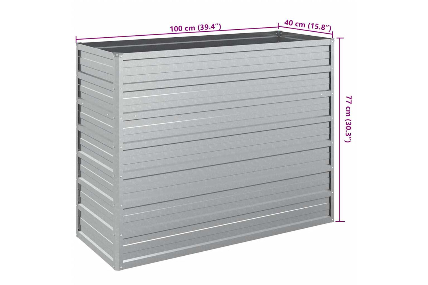 Vidaxl Garden Raised Bed 100x40x77 Cm Galvanized Steel Silver-6