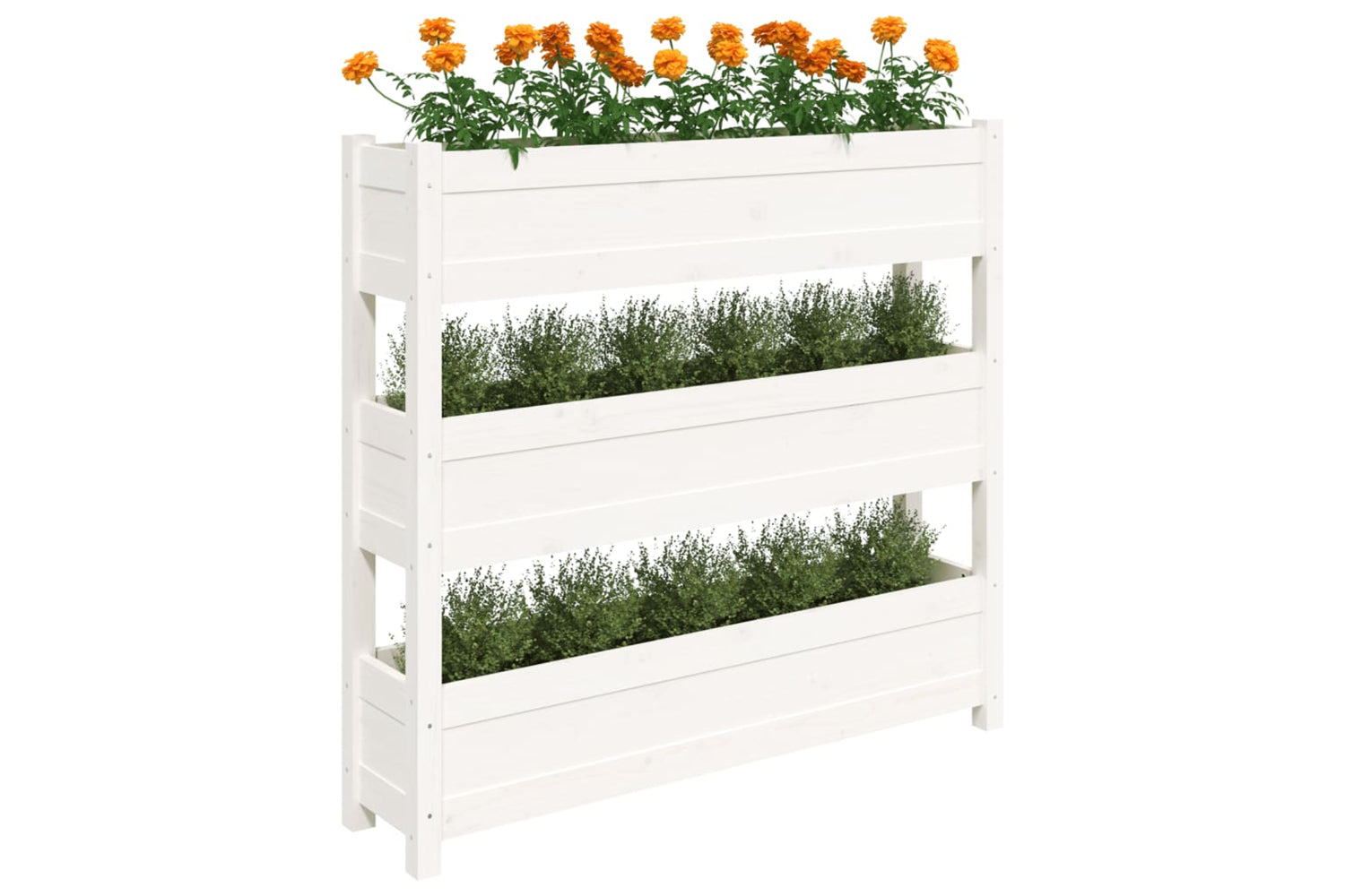 vidaXL 823921 Planter White 112x25x104.5cm Solid Wood Pine-3