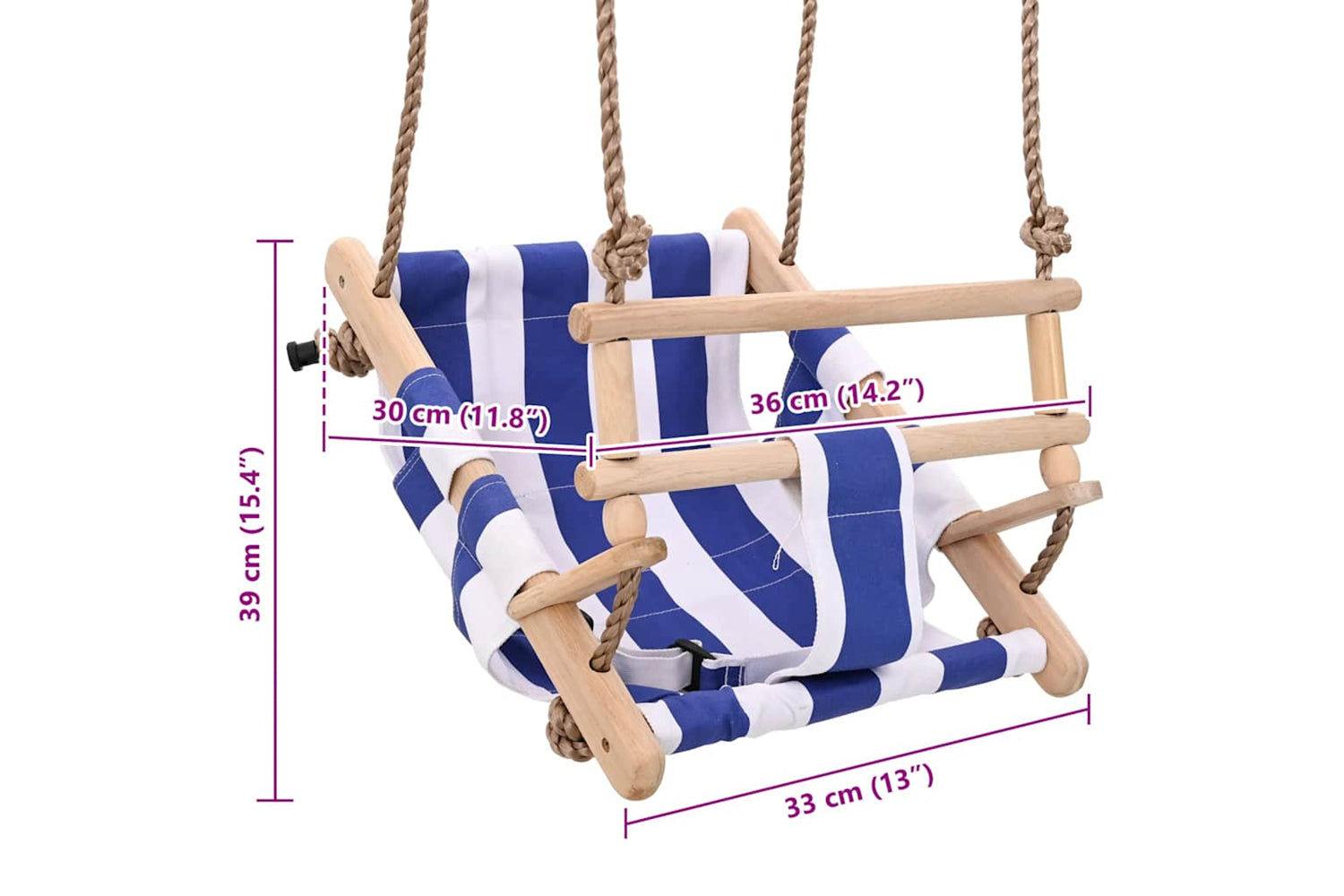 Vidaxl Baby Swing With Safety Belt Cotton Wood Blue-9