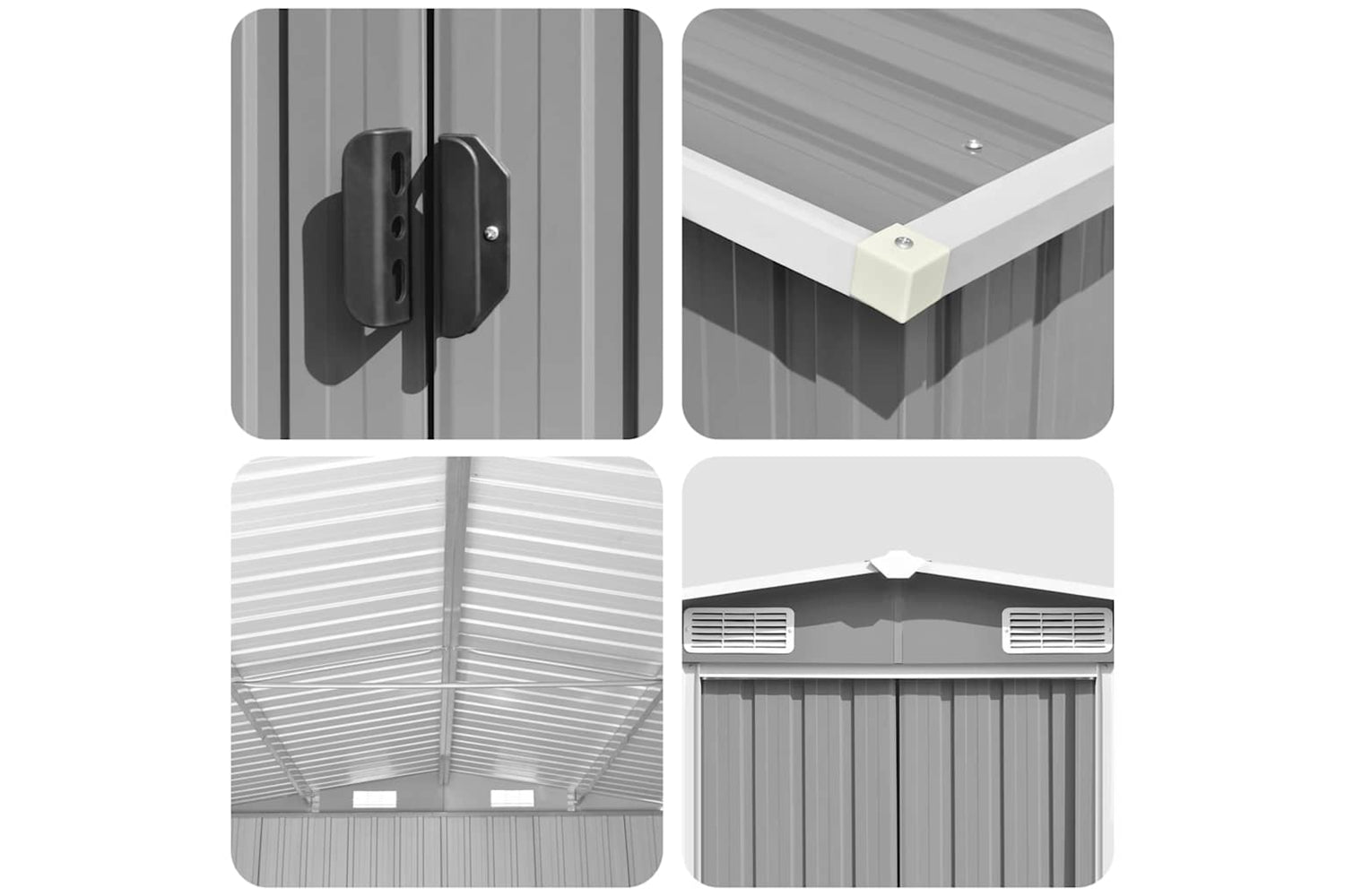 vidaXL 143345 Garden Shed 257x392x181cm Metal Grey-8