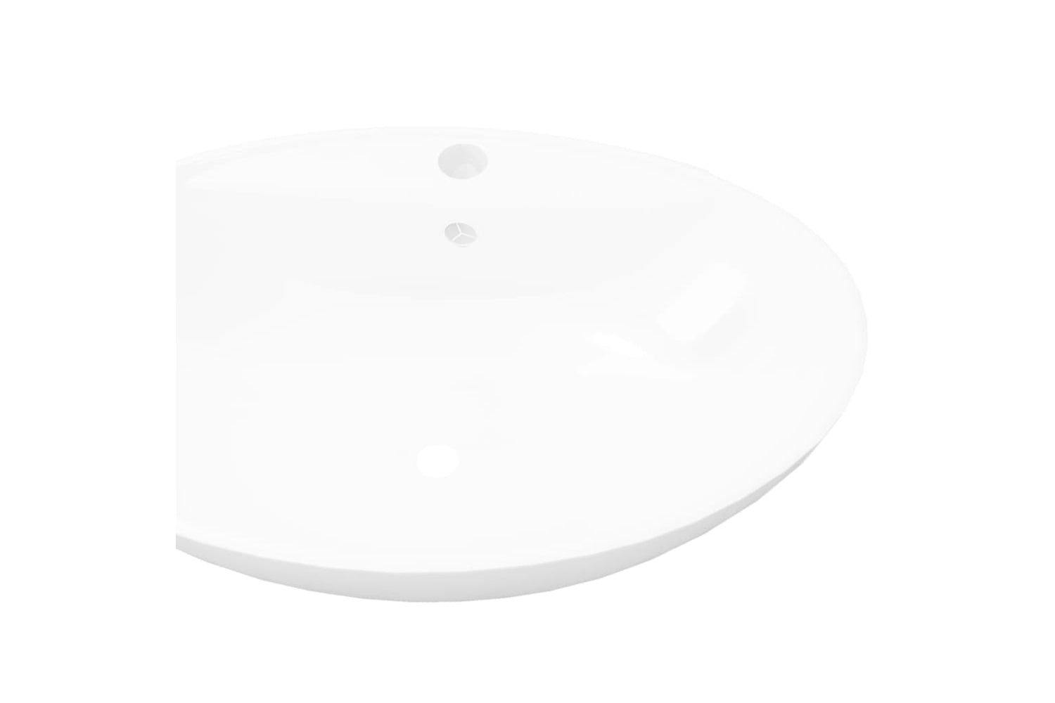 Vidaxl 140678 Luxury Ceramic Basin Oval With Overflow And Faucet Hole-3