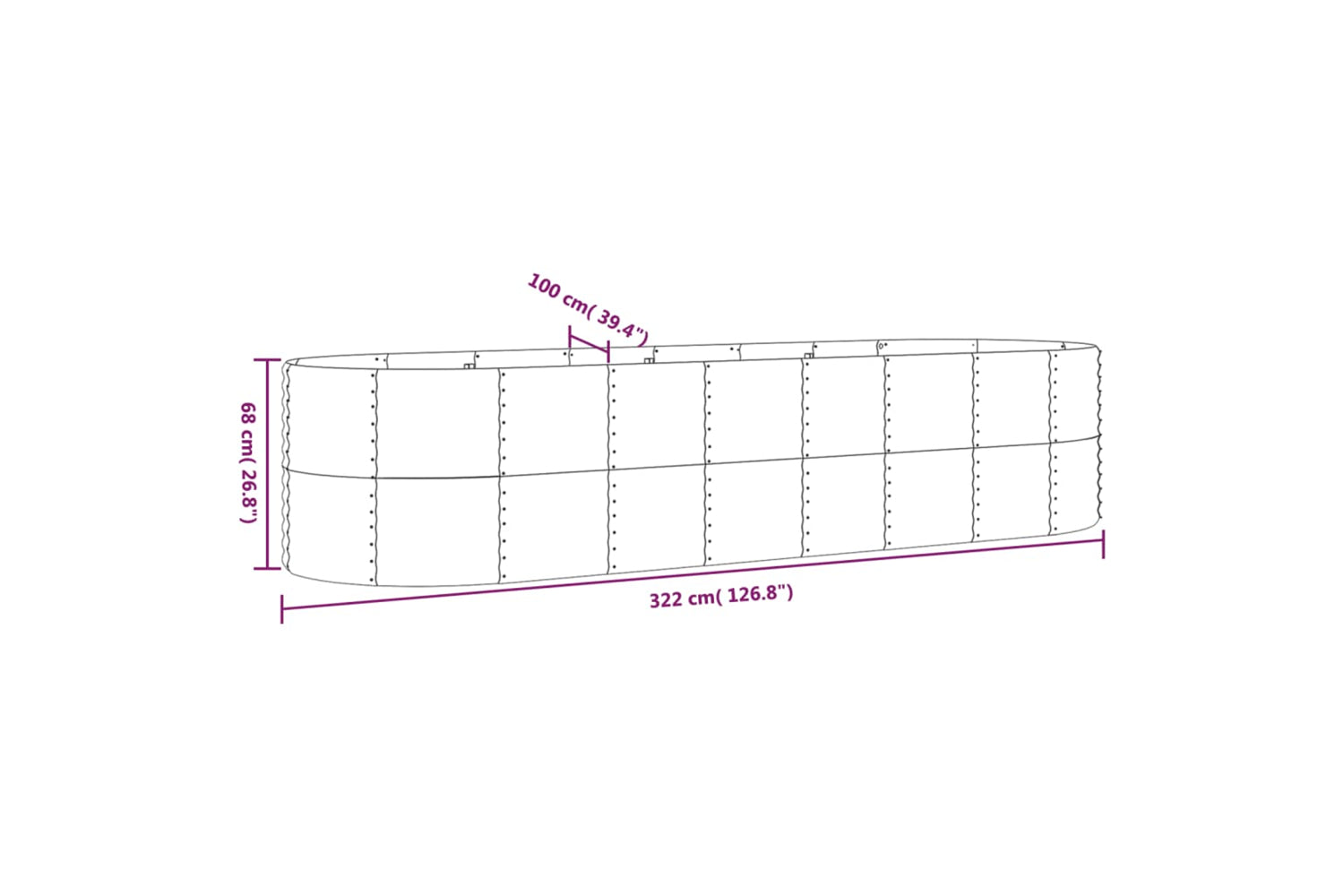 vidaXL 319068 Garden Raised Bed Powder-coated Steel 322x100x68cm Green-5