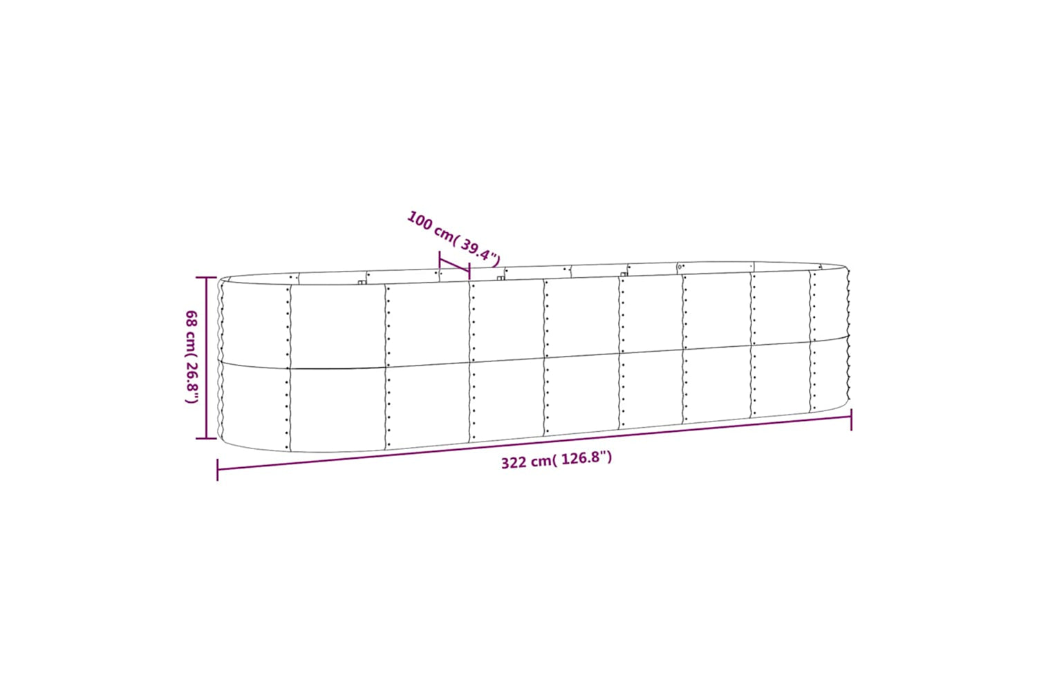 vidaXL 319071 Garden Raised Bed Powder-coated Steel 322x100x68cm Anthracite-5