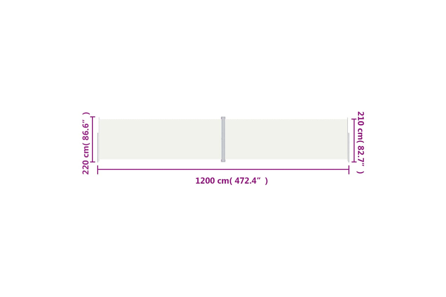 vidaXL 318085 Retractable Side Awning Cream 220x1200cm-7