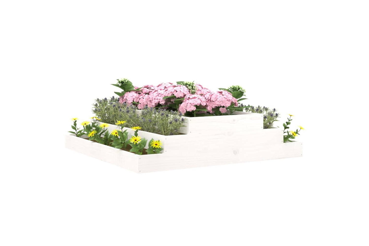 vidaXL 823900 Planter White 110x110x27cm Solid Wood Pine-2