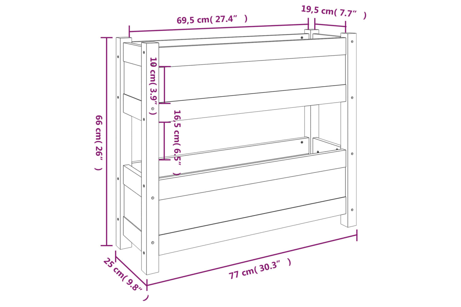 vidaXL 823942 Planter White 77x25x66cm Solid Wood Pine-8
