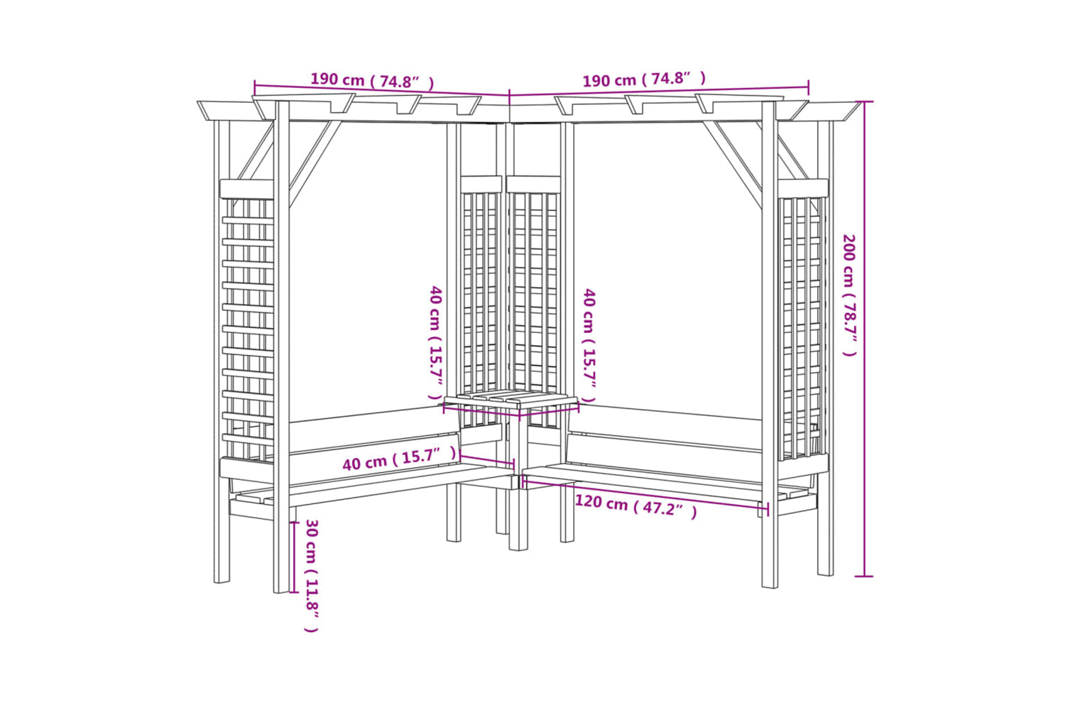 Vidaxl 44950 Corner Pergola With Bench Impregnated Pinewood-5
