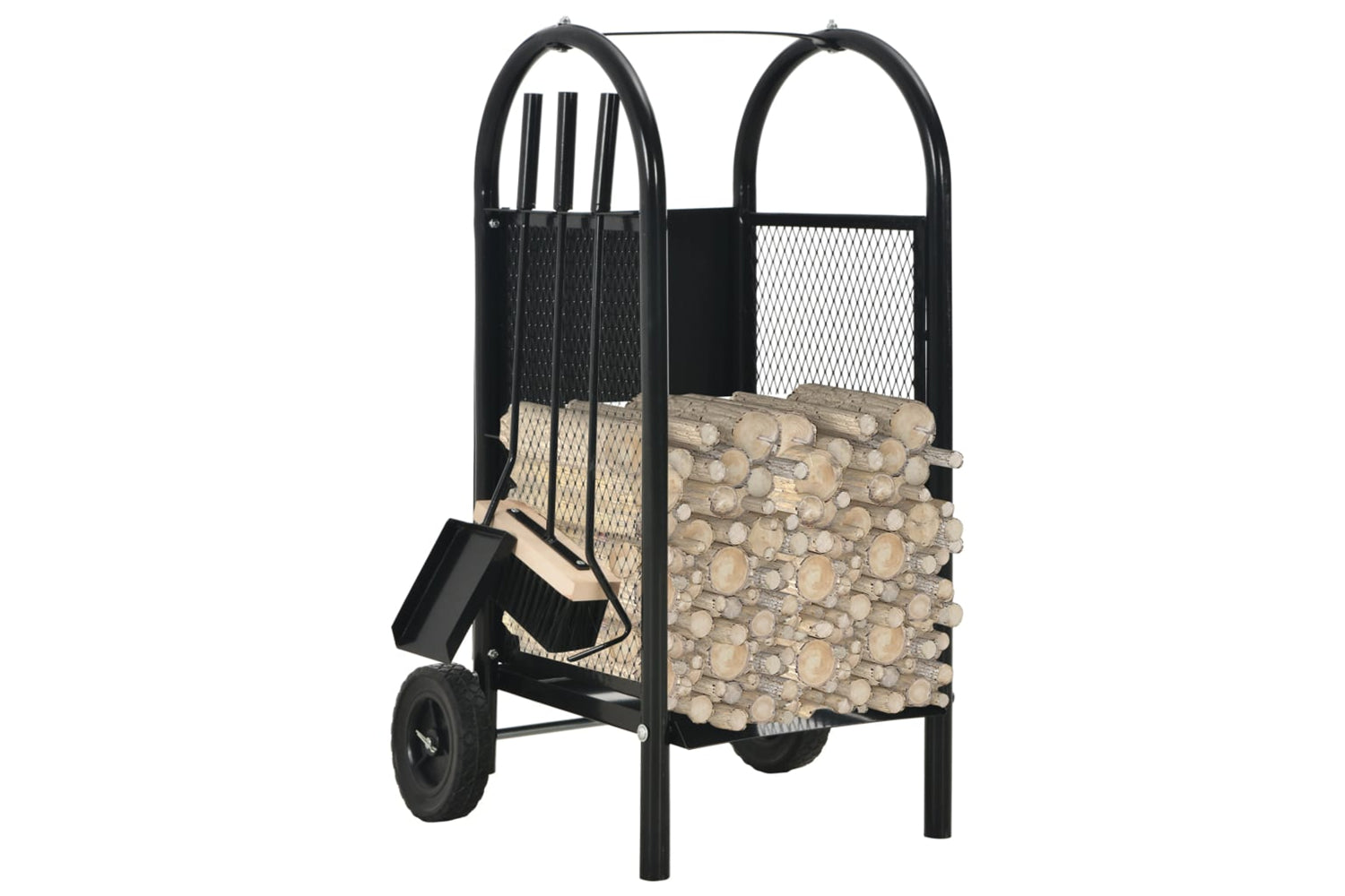 vidaXL 284703 Firewood Cart Black 30x35x81cm Steel-2