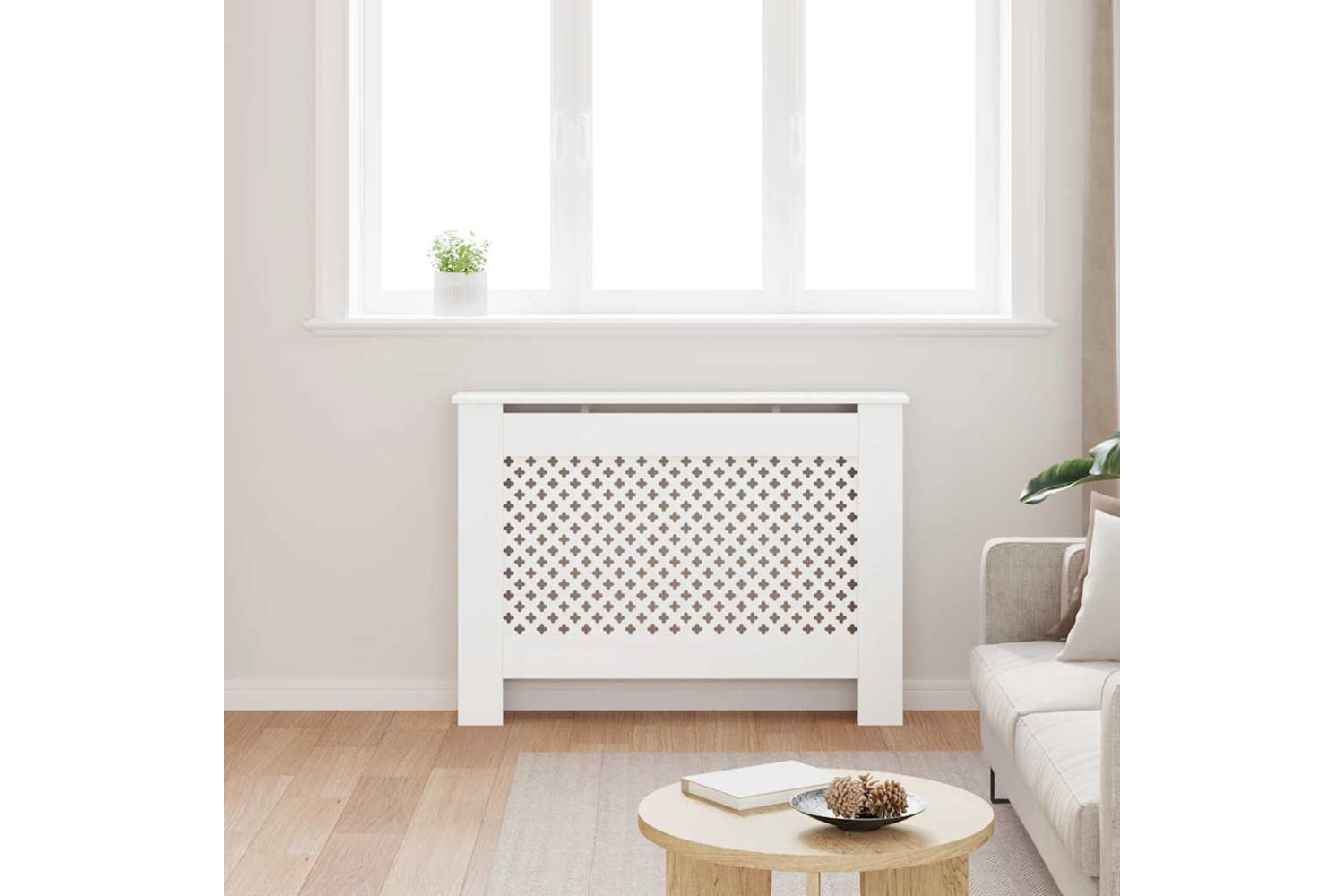 vidaXL Radiator Cover White 112x19x81.5cm Mdf-2