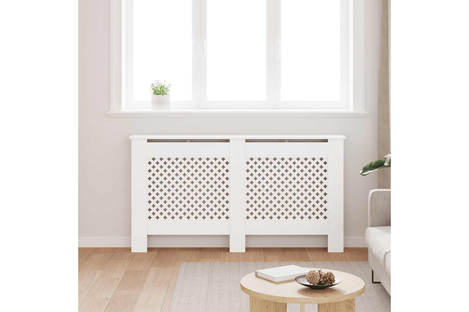 vidaXL Radiator Cover White 152x19x81.5cm Mdf-2