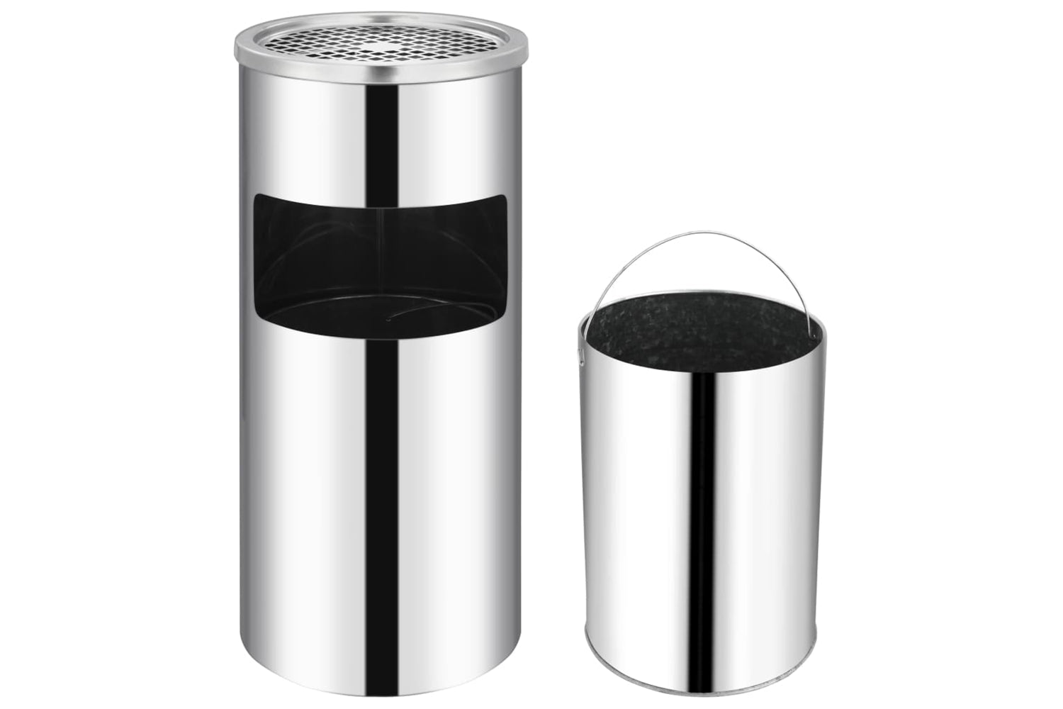 Vidaxl 51095 Wall Ashtray Dustbin Stainless Steel 26 L-2