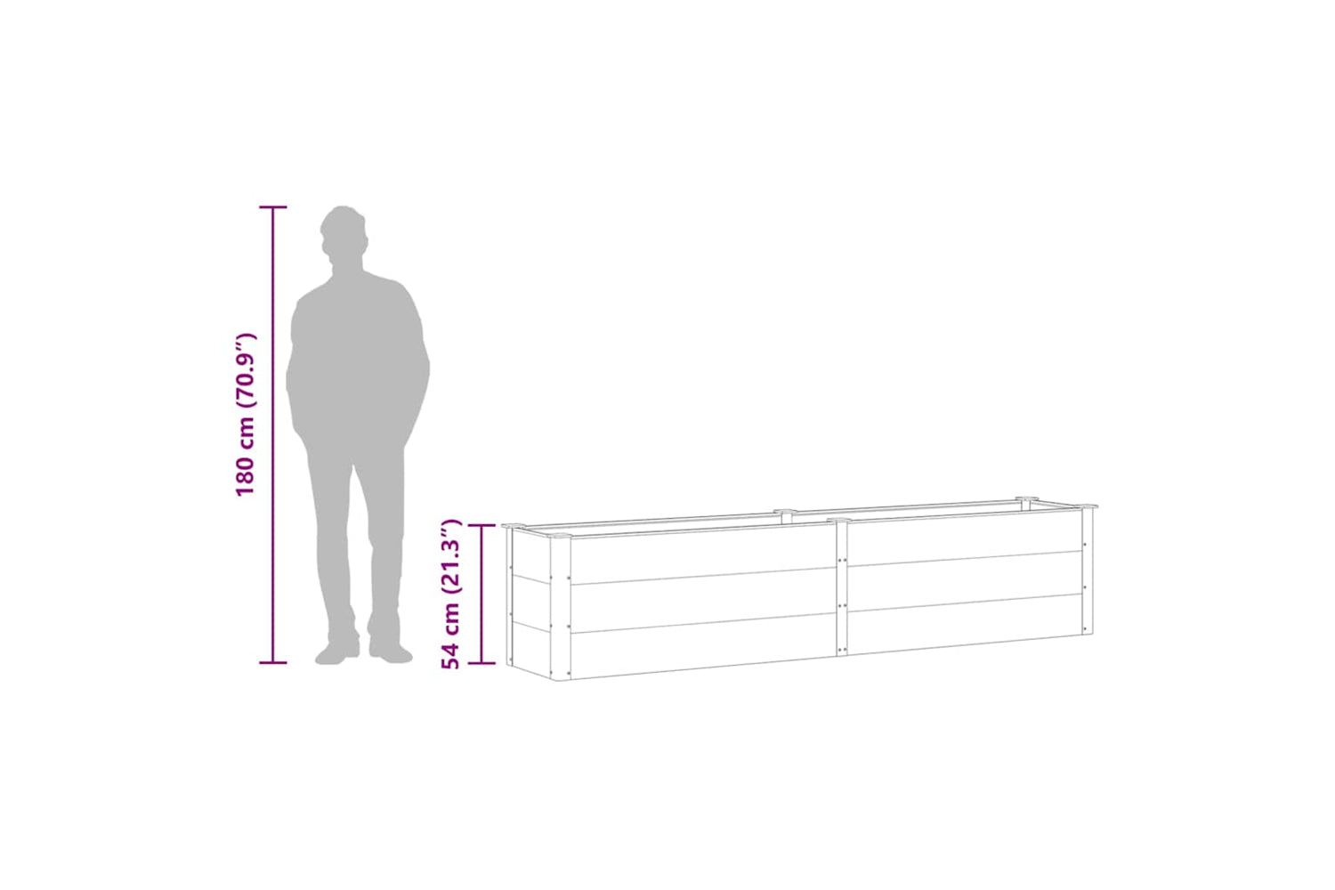 vidaXL 49057 Garden Raised Bed 250x50x54cm Wpc Grey-7