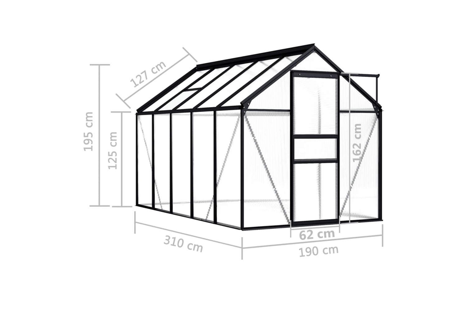 Vidaxl 48211 Greenhouse Anthracite Aluminium 5.89 Mâ²-6