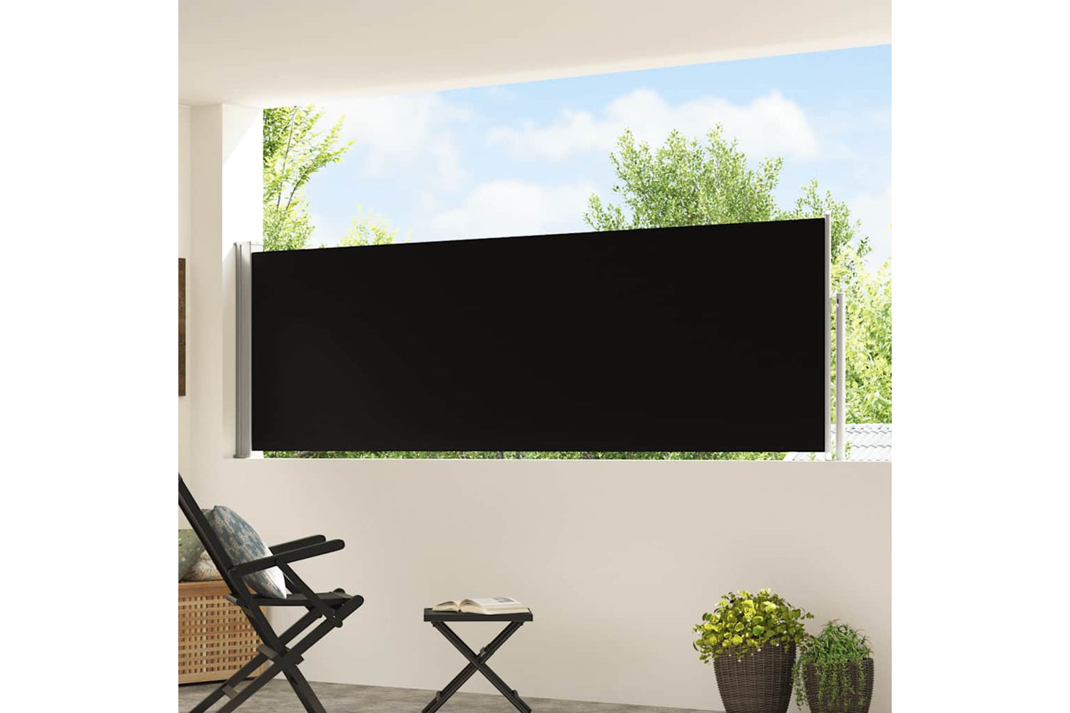 vidaXL 48382 Patio Retractable Side Awning 100x500cm Black-2