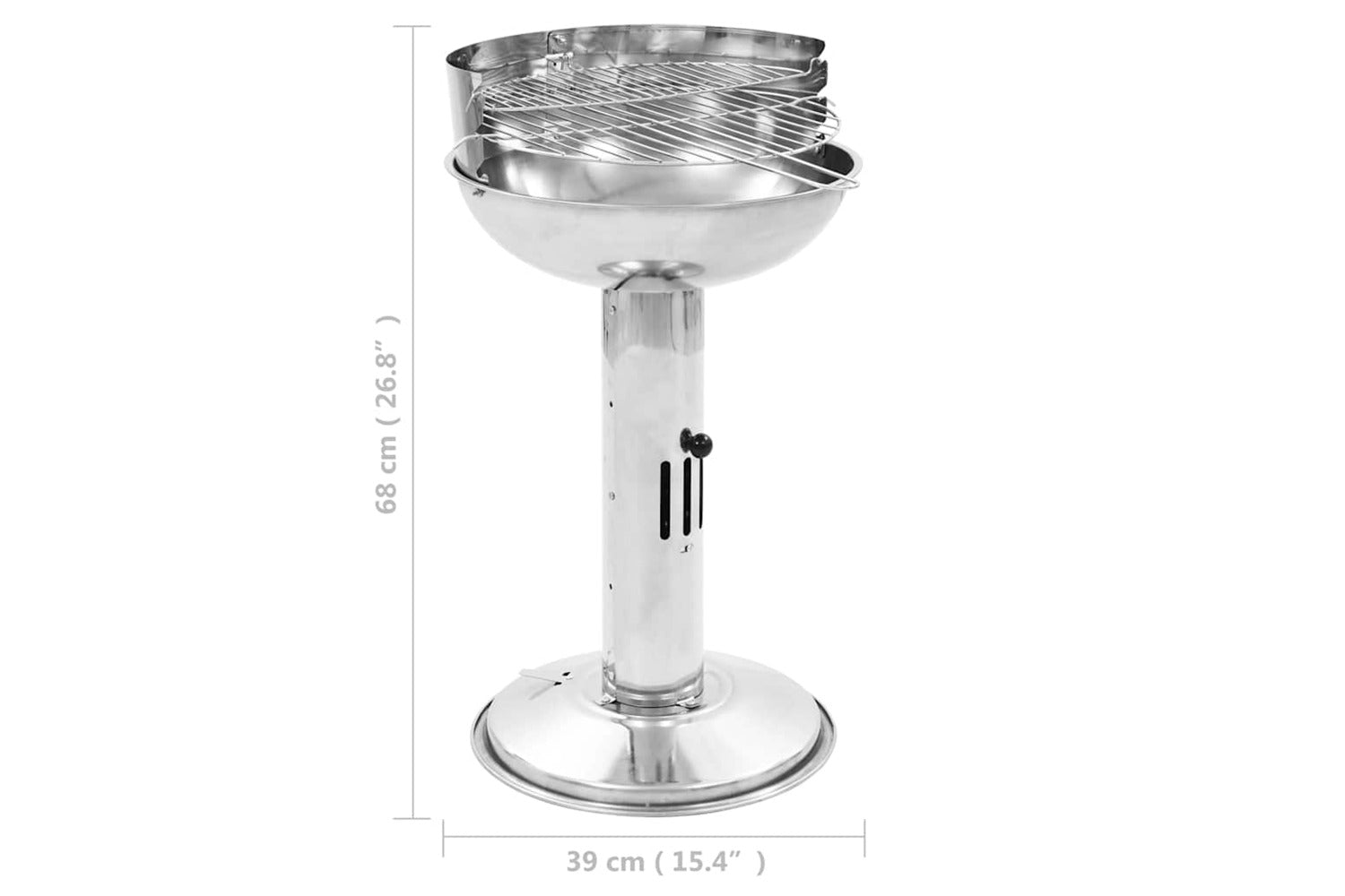 Vidaxl Pedestal Charcoal Bbq Grill Stainless Steel-9