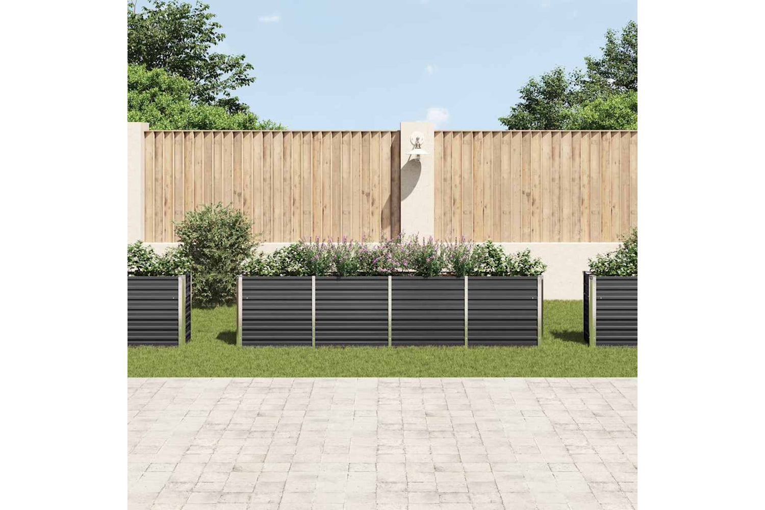 vidaXL 47051 Raised Garden Bed 320x40x77cm Galvanised Steel Anthracite-2