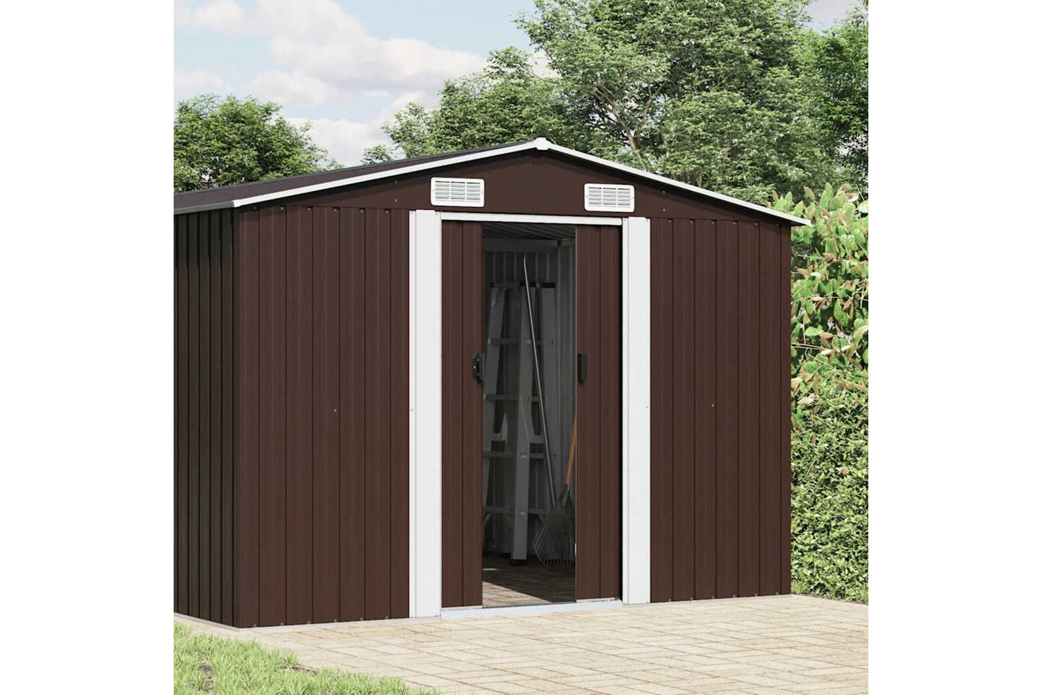 vidaXL 47039 Garden Shed Brown 257x990x181cm Galvanised Steel-2