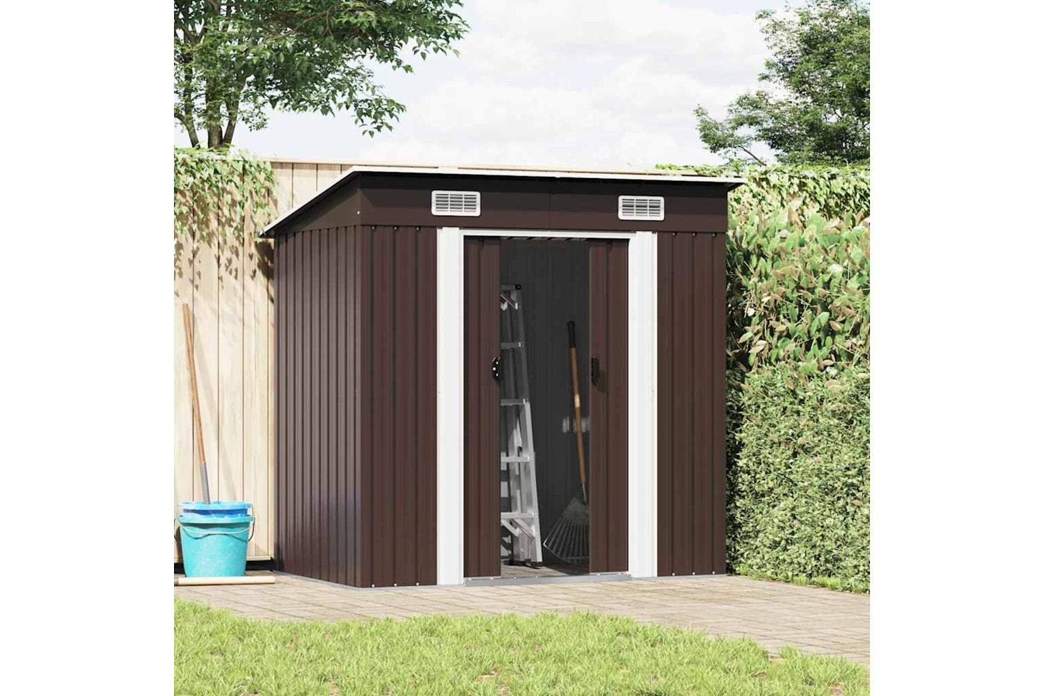 vidaXL 47027 Garden Storage Shed Brown 194x121x181cm Steel-2
