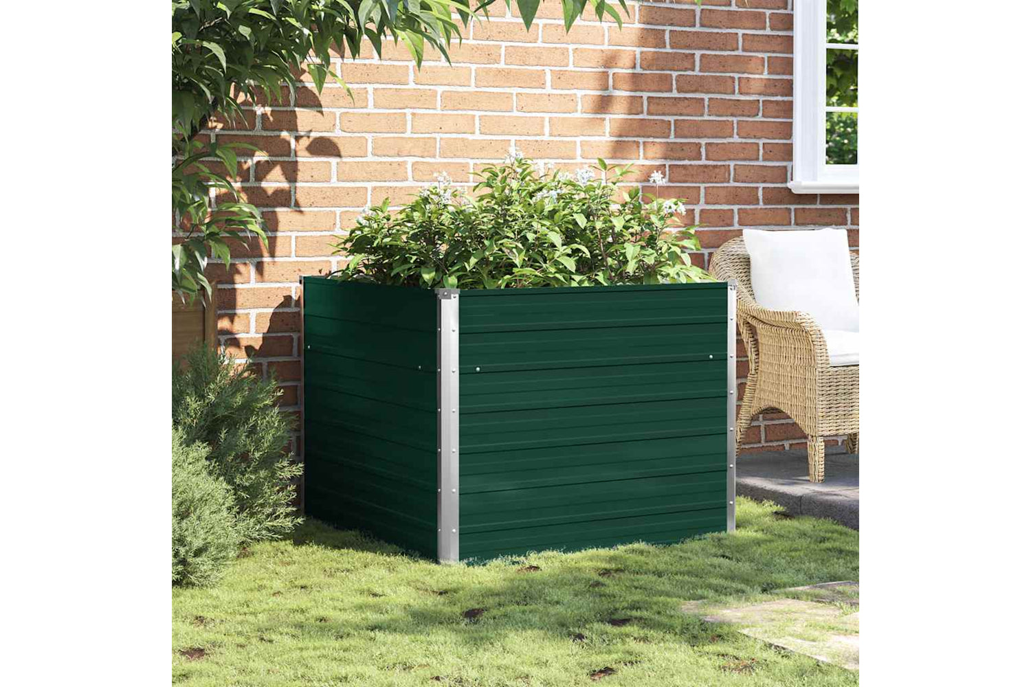 Vidaxl Raised Garden Bed 100x100x77 Cm Galvanised Steel Green-2