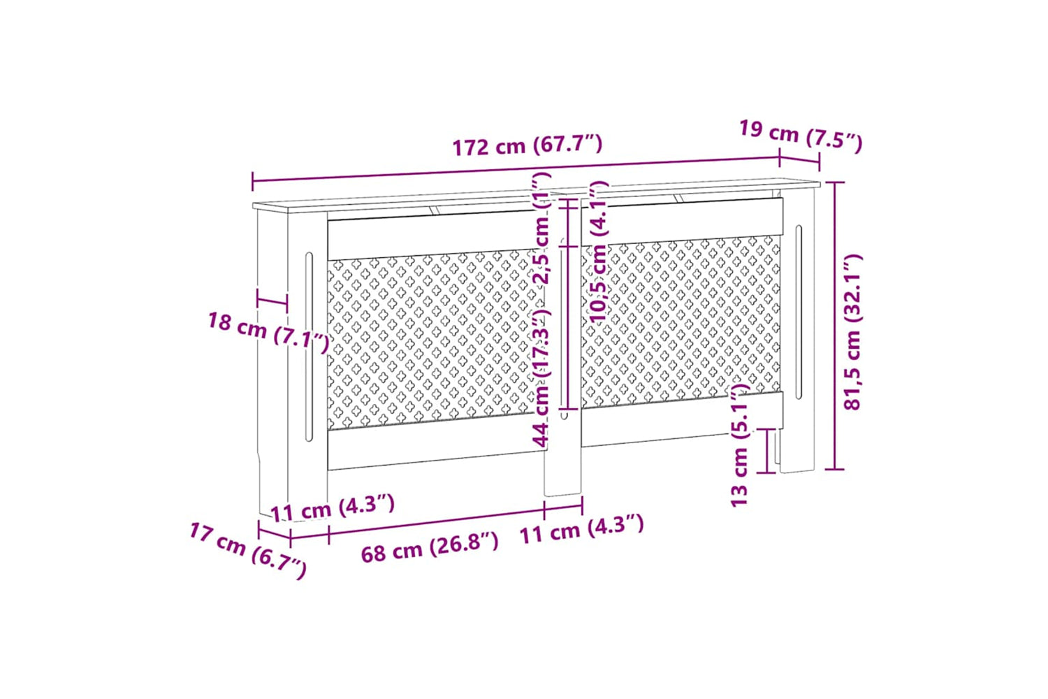 vidaXL Radiator Cover Anthracite 172x19x81.5cm Mdf-8